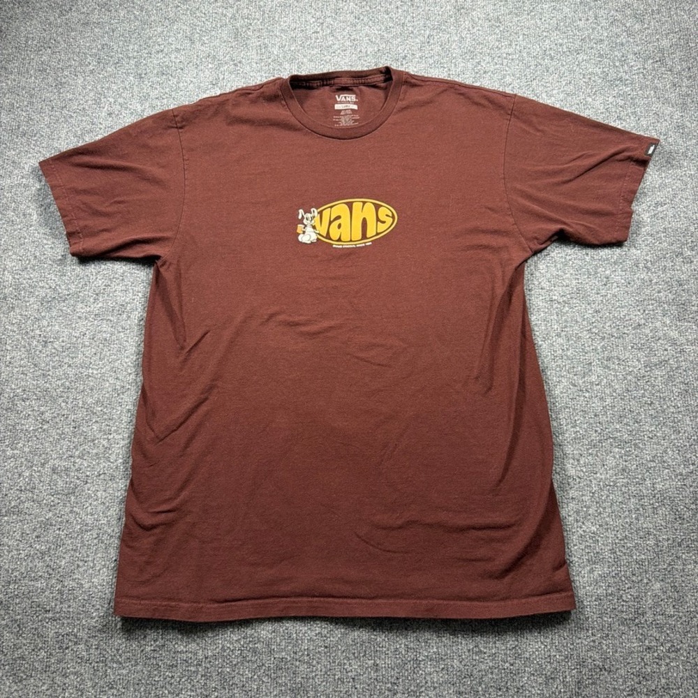 Vans Hopper T-Shirtβ Mens Large Burgundy Rabbit Mallet Logo Classic Fit Tee